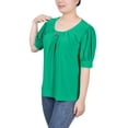 thumbnail image 2 of NY Collection Women's Short Sleeve Balloon Sleeve Top with Hardware, 2 of 4