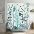 thumbnail image 4 of Ocean Shower Curtain Coral Jellyfish Starfish Seashell Shower Curtains for Bathroom Blue Shower Curtain Waterproof Polyester Fabric Ocean Themed Bathroom Decor 72x72 in, 4 of 6