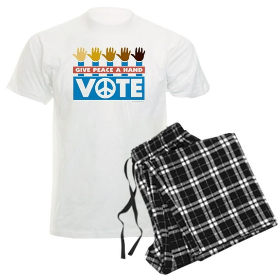 CafePress - Vote Peace Men's Light Pajamas - Men's Light Loose Fit Cotton Pajama Set