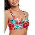 thumbnail image 3 of Ocean Blues Women's Retro Bow Tie Cutout Bikini Top Lace Up Back Floral Swimsuit Plunging Padded Bathing Suit Top, 3 of 6