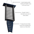 thumbnail image 6 of JCs Wildlife Recycled Suet Feeder Tail Prop Bird Feeder (Blue/Gray, Single), 6 of 8