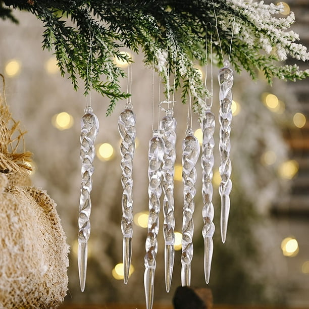 Adorno colgante de hielo para árbol de Navidad, carámbano falso para fiesta de invierno, decoración del hogar para Año Nuevo, 10 piezas, 13cm, 2023