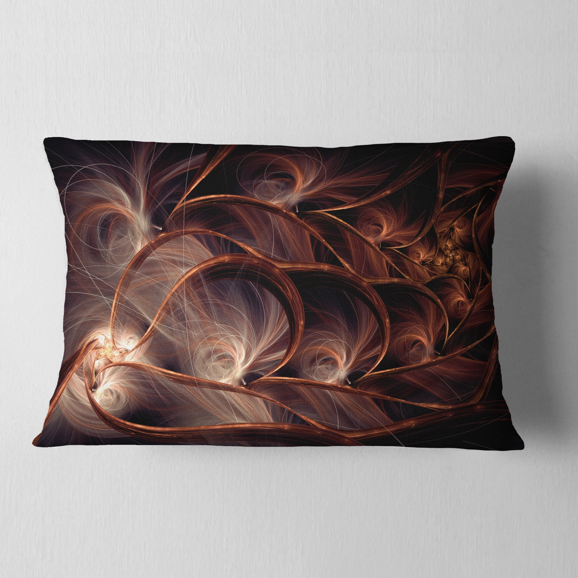 Designart 12" x 20" Brown Polyester Throw Pillow