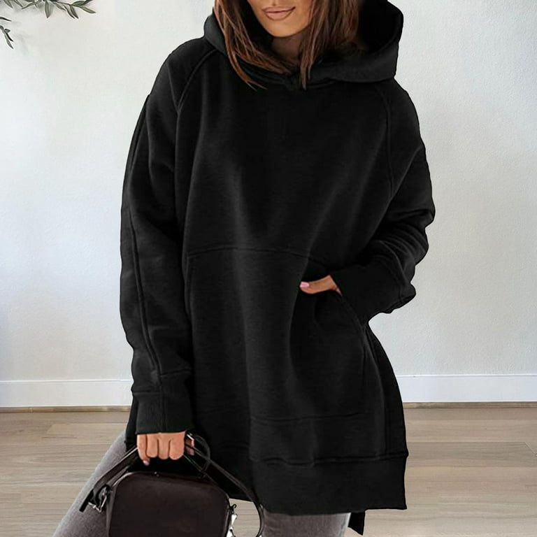 Split Pure Color Long Hoodies Split Pure Color Long Hoodies