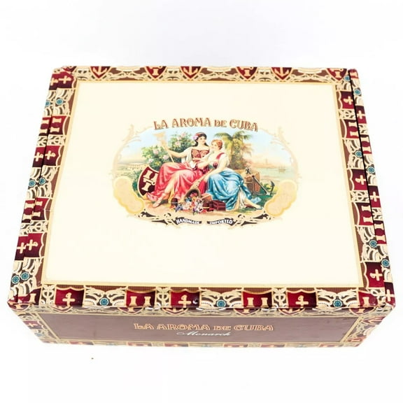 La Aroma De Cuba Monarch Empty Wood Cigar Box 8" x 6.75" x 3"