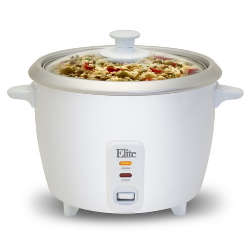 Elite Gourmet ERC003ST 6Cup Rice Cooker with Steam Tray White