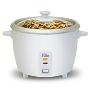 Elite Gourmet ERC-003ST 6-Cup Rice Cooker with Steam Tray - White