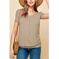 thumbnail image 4 of Made by Johnny Women's Scoop Neck Short Sleeve Pleated Front Blouse Tunic Top XXL TAUPE, 4 of 6