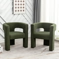 thumbnail image 4 of 28" W Boucle Accent Chair Armchairs Set of 2, Upholstered Square Open-Back Barrel Chair, No Assembly Side Chair ArmChairs for Living Room Bedroom Lounge (Green), 4 of 11