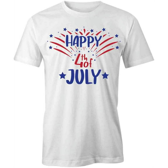 Happy 4th Of July T-Shirt | Patriotic American White Tee Gift