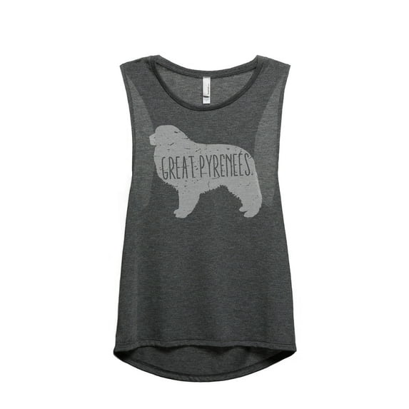 Thread Tank Great Pyrenees Dog Silhouette Women's Sleeveless Muscle Tank Top Charcoal X-Large