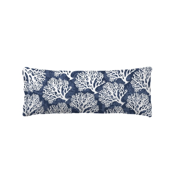 Navy Blue Coral Coastal Body Pillow Cover 20 x 60 Inch Decorative Pillow Cover Summer Nautical Ocean Beach Lumbar Pillowcase Seasonal Rectangle Cushion Case for Couch Sofa Bed Living Room