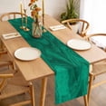 thumbnail image 3 of Green Marble Table Runner - 36 Inch Long, Kitchen Dining Table Runner Dresser Scarves, Modern Farmhouse Gradient Abstract Fluid Art Farmhouse Decor for Coffee Tables Wedding Party Banquet, 3 of 8