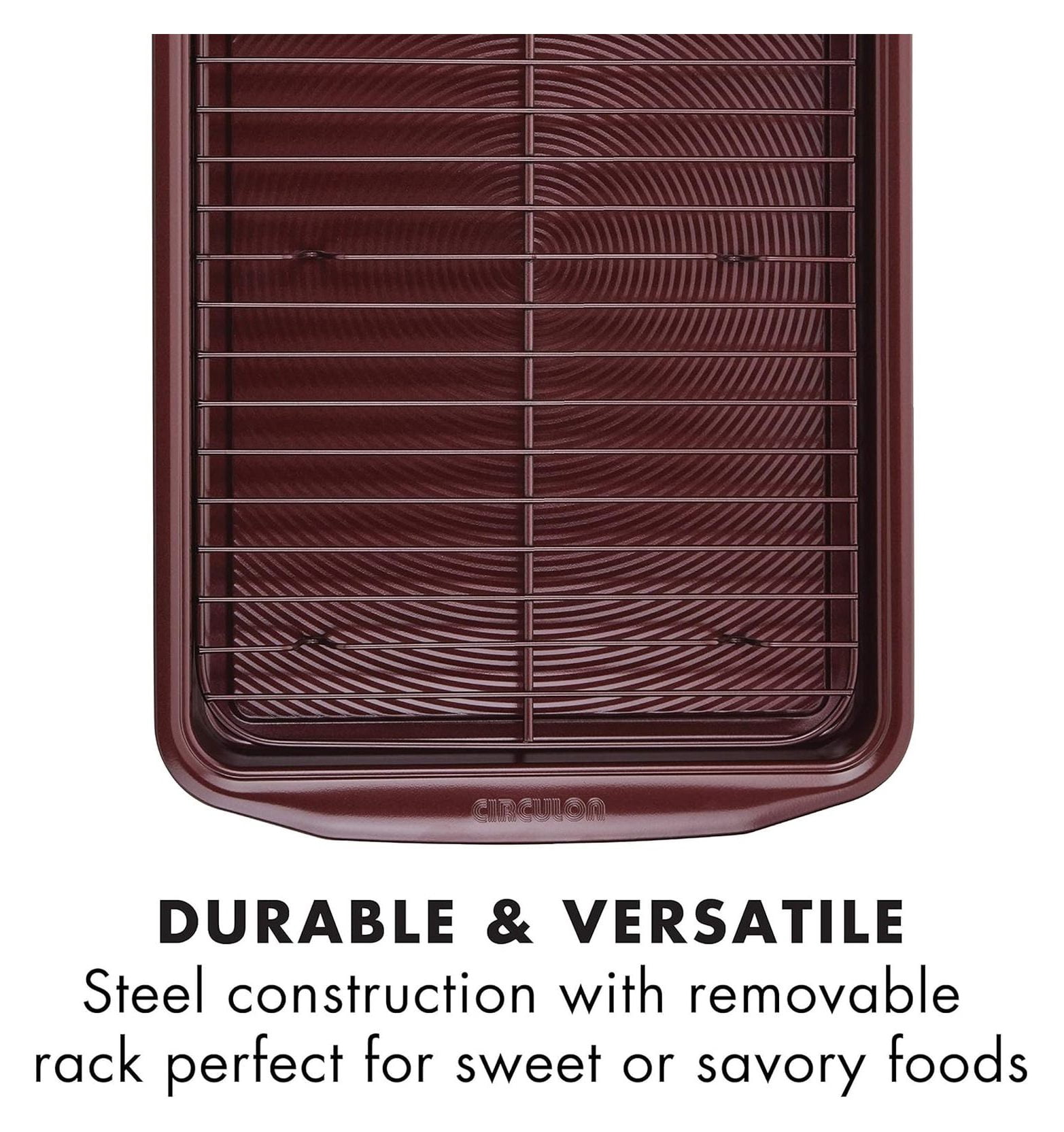 Nonstick Bakeware Set, Nonstick Cookie Sheet / Baking Sheet with Cooling Rack - 2 Piece, Merlot Red