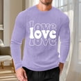 thumbnail image 2 of UVEASISHA Long Sleeve Waffle Shirt Men Big and Tall Casual Valentines Day Graphic Tees Cute Love Letter Print T-Shirts Stretch Workout Pullover Tee Tops Purple 5XL, 2 of 9