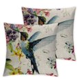 thumbnail image 2 of Acheng  2 Pcs Vintage Tree and Flower Birds Printing Throw Covers Throw Covers Square Throw Pillow Covers Cushion Cover Pillowcase (Hummingbird All (Set of 2)) White, 2 of 6