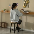 thumbnail image 3 of Set of 2 17.5-Inch Rustic Round Solid Wood Counter-Height Bar Stool with Footrest and Durable Steel Frame, Perfect for Dining Room, Kitchen Island and Home Bar - Ideal for Indoor and Outdoor Parties, 3 of 7