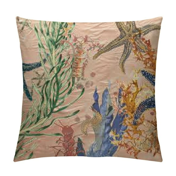 Qinduosi Ocean Nautical Theme Throw Pillow Covers Set of , Turtle Starfish Pillow Cushion Cases, Vintage Home Decor for Outdoor Sofa Bedroom Car Colorful