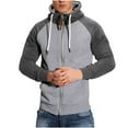 thumbnail image 2 of Lovskoo 2024 Men's Zip-Up Hoodie Sweatshirts Casual Patchwork Long Sleeve with Pocket Jacket Gray, 2 of 7
