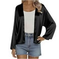 thumbnail image 3 of yoeyez Women Silk Satin Cardigan Lightweight Open Front Drape Cover Up Casual Soft Comfy Cropped Shrugs Cardigans Black,S, 3 of 7