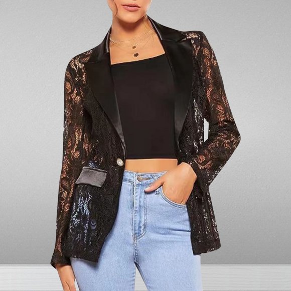 Cárdigan de moda para mujer, cuello alto, manga larga, informal, camiseta, blusa lisa, traje de encaje, cárdigan, abrigo para mujer