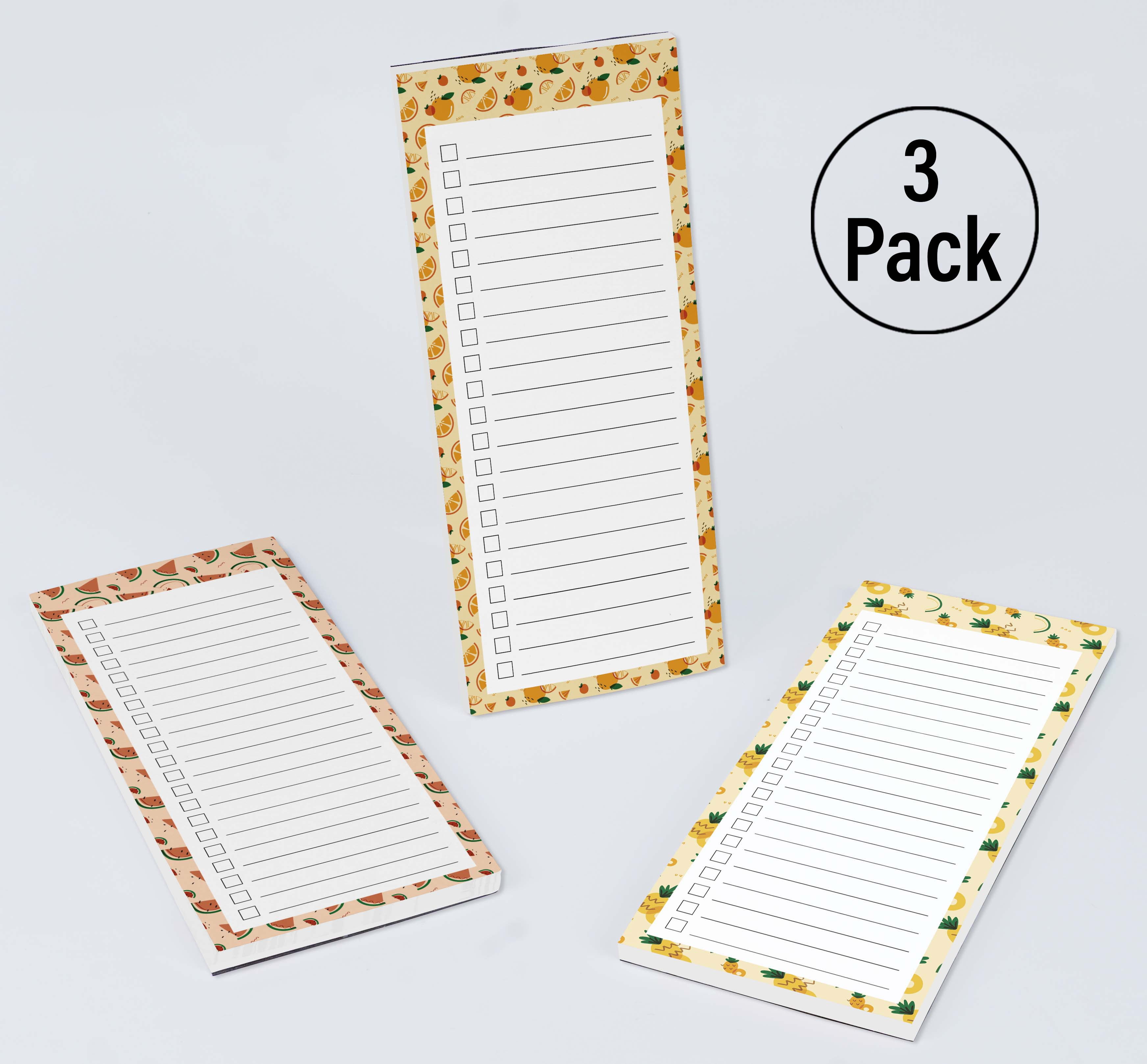 Inkdotpot Pack of 3 Magnetic Fridge To-Do List Notepads- Magnetic Memo Pads For Refrigerator-(50 Sheets Each)-5J