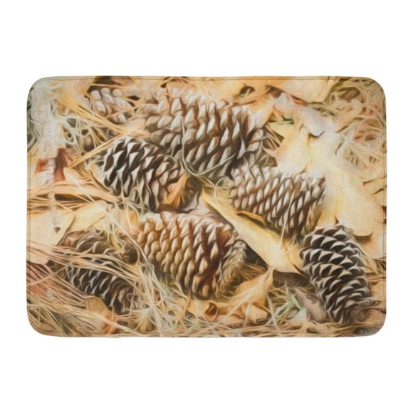 YUSDECOR Six Pine Cones Among Needles and Leaves in Maritime Forest on Hilton Head Island South Carolina Rug Doormat Bath Mat 23.6x15.7 inch