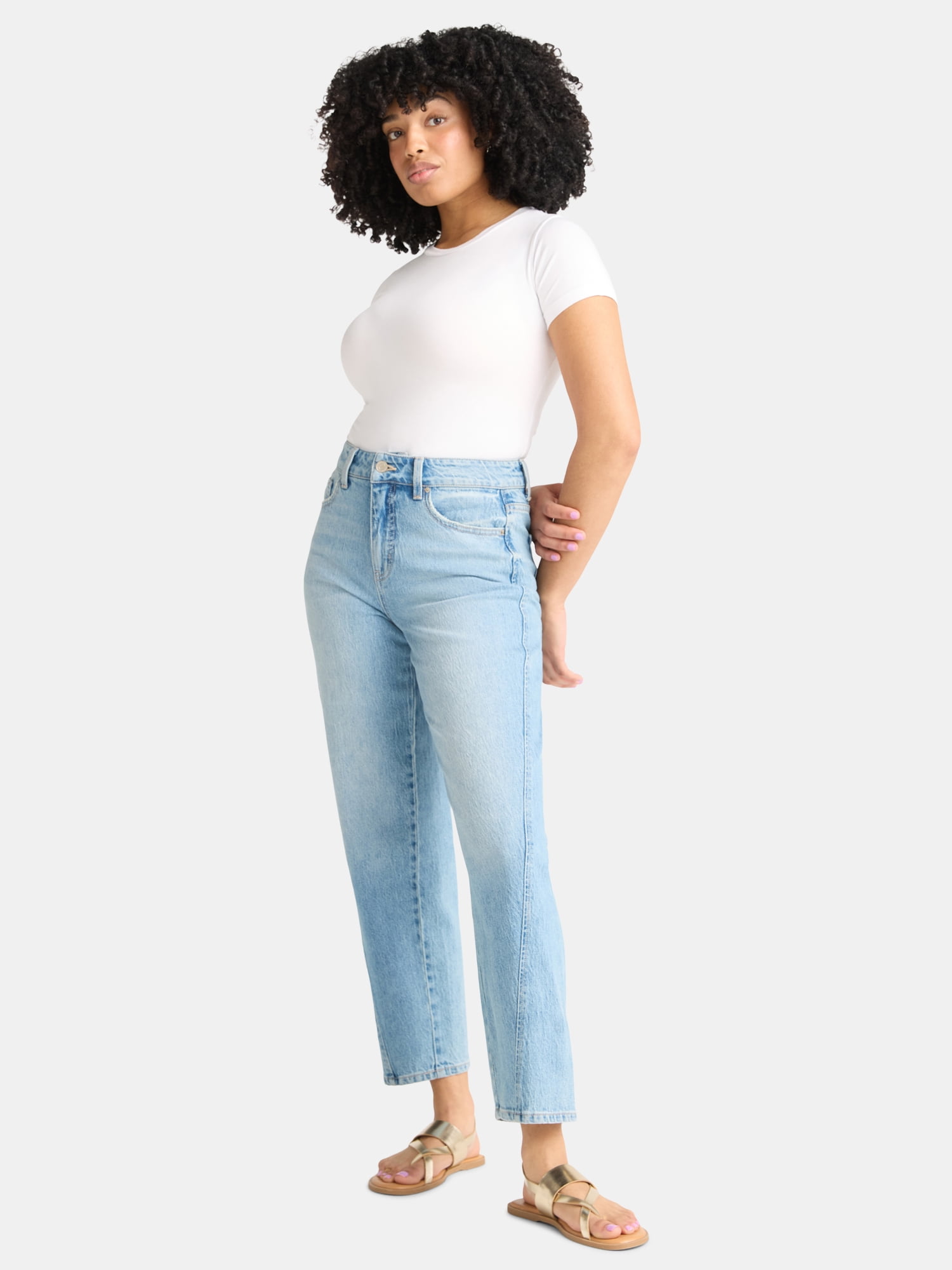 Time and Tru Women's High Rise Barrel Jeans, 26.5" Inseam, Sizes 0-20