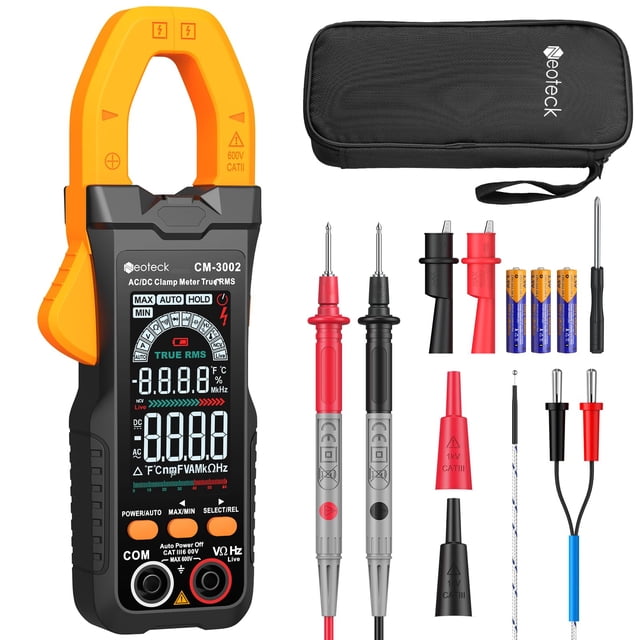 Pinza amperimétrica Neoteck 6000 conteos, 800 A, corriente AC/DC TRMS