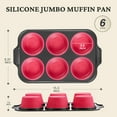 thumbnail image 4 of HONGBAKE Jumbo Silicone Muffin Pan with Metal Frame, 3.5" Large Muffin Tins, Non-Toxic Food Grade Silicone, Non-Stick for Egg Bites & Big Cupcakes, Oven Safe, Pink, 4 of 7