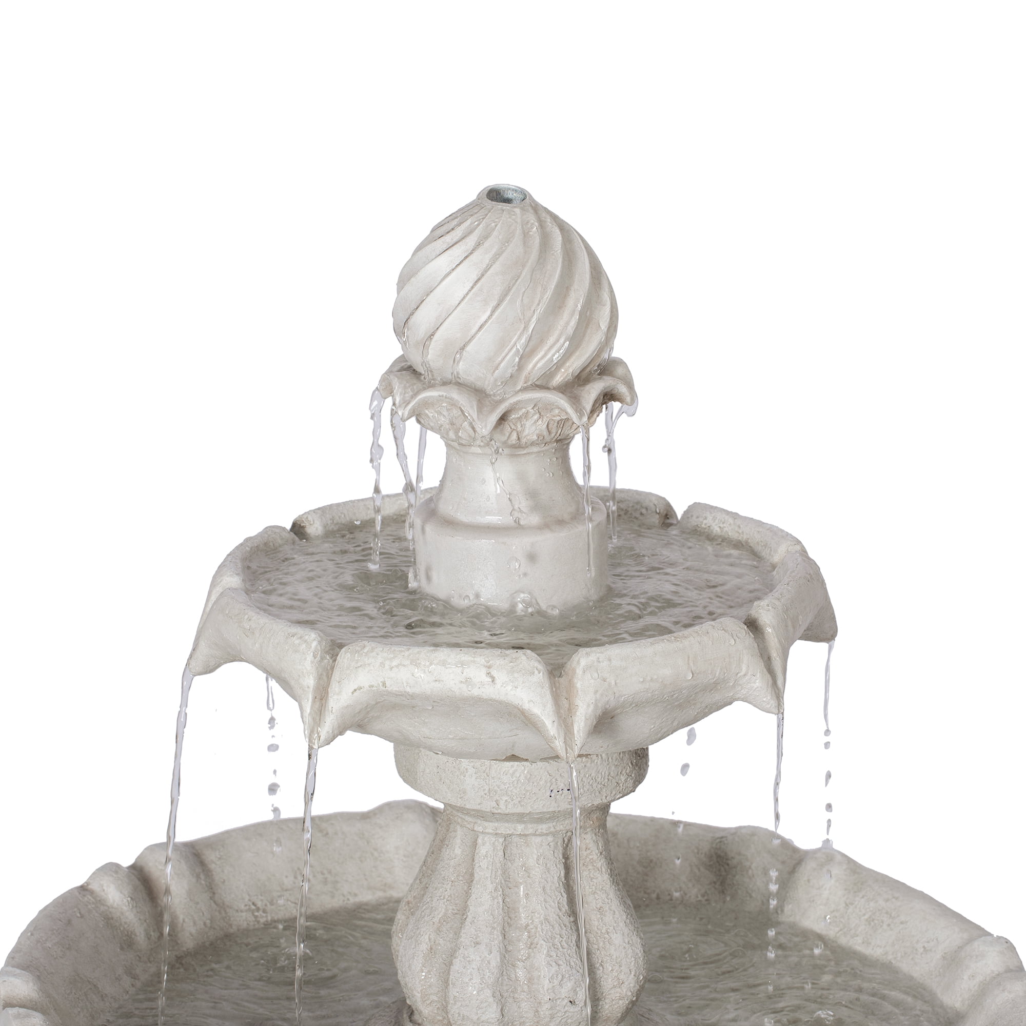 2 Tier Pedestal Fountain, 37.4 Inch White Polyresin Classic Outdoor Water Fountain for Patio Garden, White