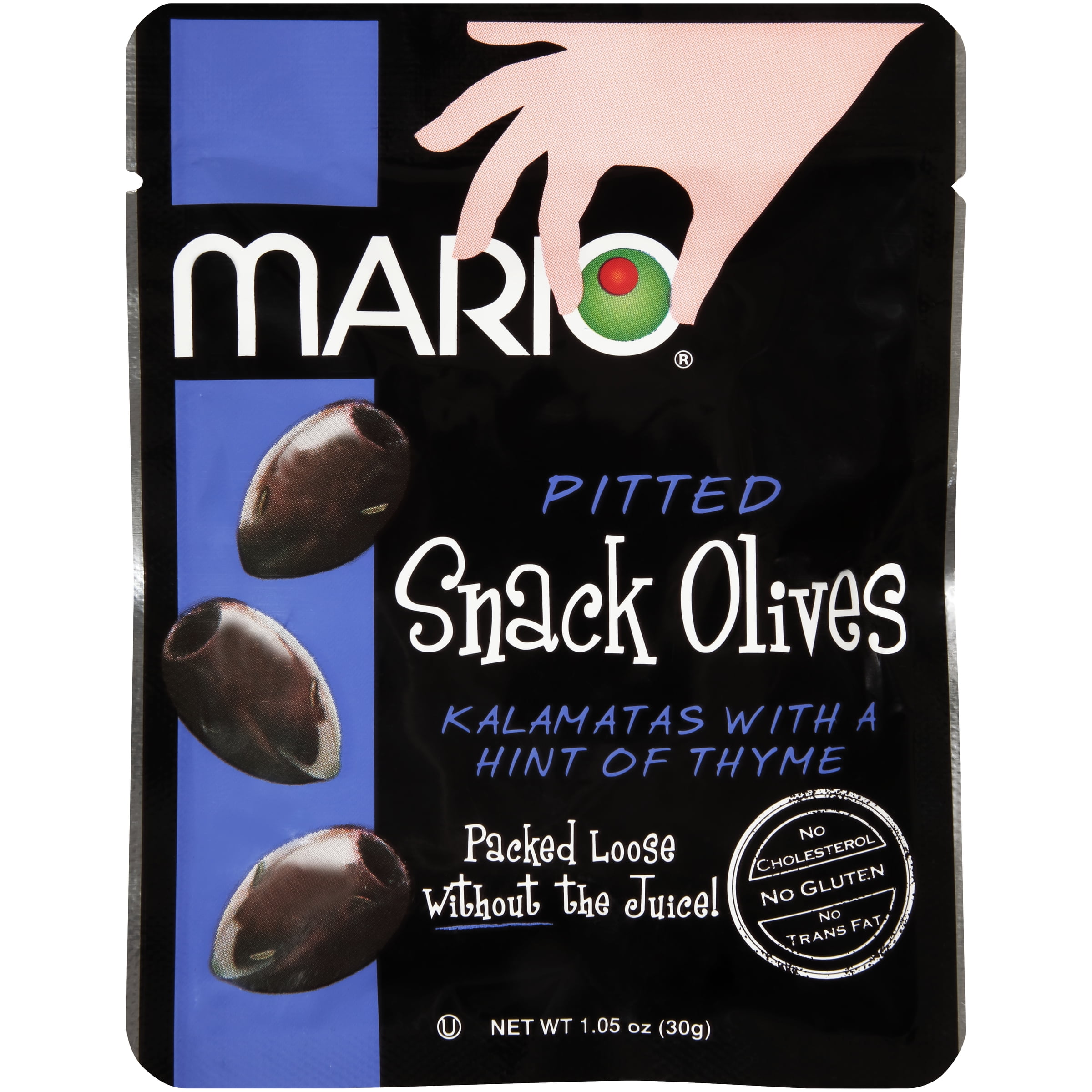 Mario Pit Kalamata Snack Olive with Hint of Thyme, 1.05 oz, 12 Ct