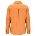 thumbnail image 6 of Women's Cotton Linen Down Shirt 2025 Spring Casual Long Sleeve Solid Color Shirts, Loose Fit Work Tops with Pockets for Daily Wear, Office Use, and Casual Outfits Orange XXXL, 6 of 6