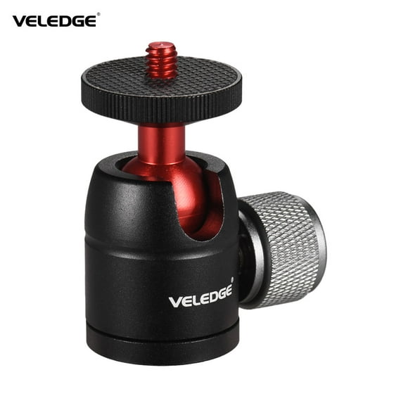 VELEDGE Mini Tripod Ball Head Adapter Ballhead Alumimun Alloy 360 Degree Swivel with 1/4 Inch Screw 1/4 & 3/8 Inch Screw Hole