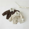 thumbnail image 4 of KYAIGUO Fall Newborn Lapel Coat for Boys Girls Winter Thick down Fleece Jacket Super Warm Fleece Jacket Solid Color Button Outerwear, 4 of 7