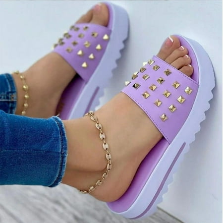 

Studded Sandals For Women Open Toe Summer Sandal Women Sandals Studded Strap Flatform Womens Sandals Dressy Slip On Shoes