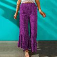 thumbnail image 2 of Pantalones acampanados con estampado de leopardo, pantalones vintage de moda transpirables y suaves para la piel para mujer, para fiesta, uso diario, morado L, 2 of 7