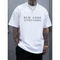 thumbnail image 1 of NEW YORK Letter Print Men's New Round Crew Neck Short Sleeve Tee, Fashion T-Shirt, Comfy Breathable Casual Sports Top For Spring Summer Holiday Leisure Vacation, 1 of 6