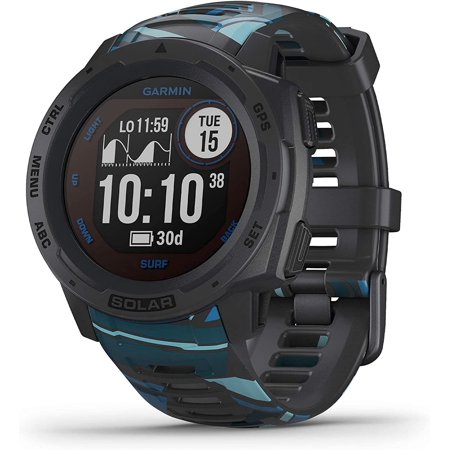 Used Garmin Instinct Solar Powered Rugged Smartwatch 45mm Surf Edition - Pipeline 010-02293-17 - GRADE C