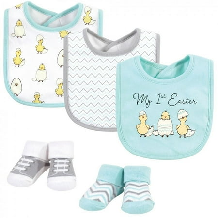 UPC: 0660168561944 | Hudson Baby Infant Girl Cotton Bib and Sock Set  Easter Chicks  One Size