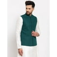 thumbnail image 2 of eloria Men Embroidered Green Nehru Jacket for Partywear Festival Waistcoat Indian Vest Blazer Embroidery Design, 2 of 5
