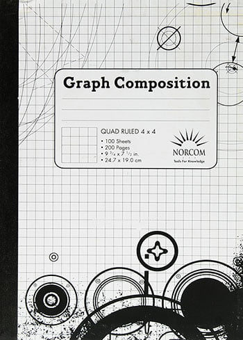 New Norcom Graph Composition Notebook Quad Ruled 4x4 100 Sheets 200 Pages 