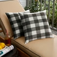 thumbnail image 2 of Sunbrella Sorra Home Black Buffalo Plaid Outdoor Square Pillow (Set of 2) 22 in L x 22 in W, 2 of 5