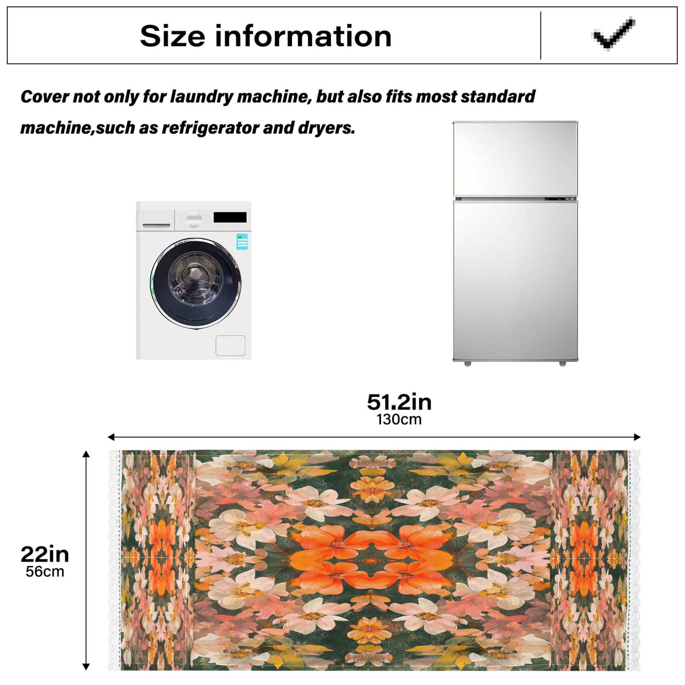 WOBOGO Colorful Flower Bushes Washing Machine Cloth Dryer Refrigerator Top Cover Protective Non-Slip Mat For Kitchen Laundry