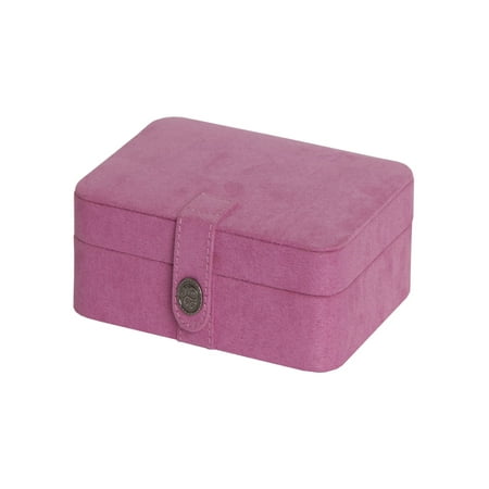 Fabric Jewelry - Mele & Co. Giana Pink Plush Fabric Jewelry Box with Lift Out Tray - 7.38W x 2.38H in.