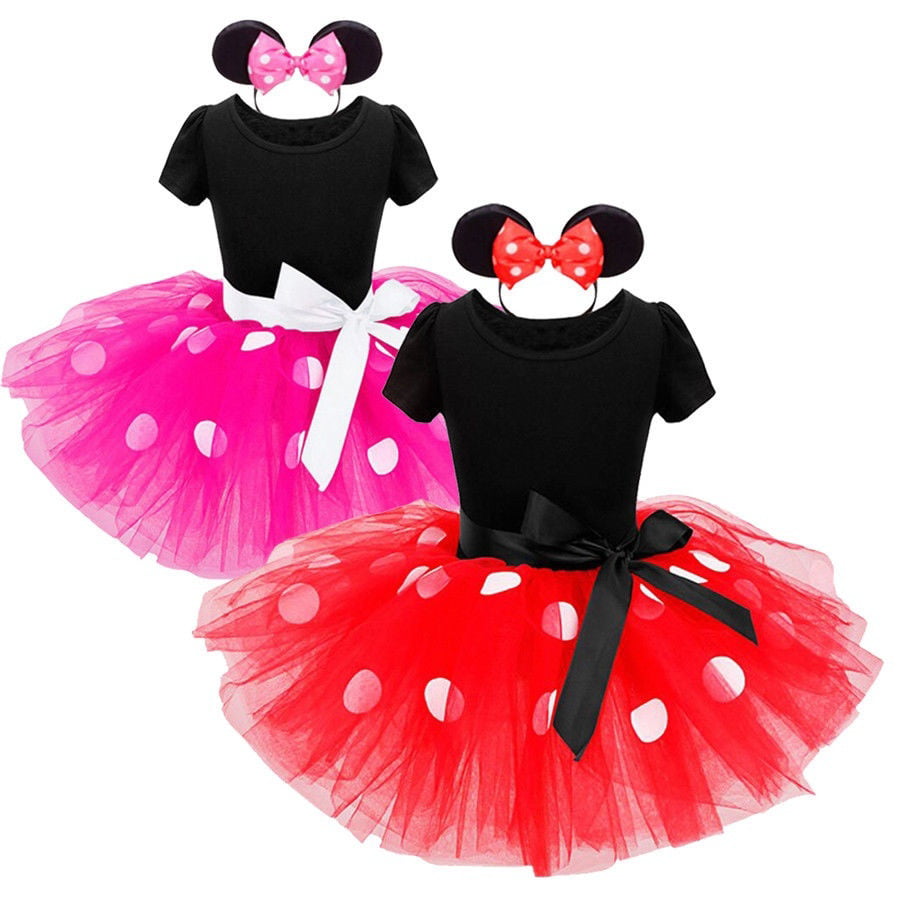 Toddler Kids Baby Girls Minnie Mouse Tutu Dress Princess Party Bow Skirt Costume 