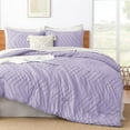 thumbnail image 4 of Lavender Purple Queen Size Comforter Sets, 3 Pieces Lightweight Chevron Tufted Bedding Comforter Set, Fluffy Down Alternative Comforter Bed Set Gift Choice, 4 of 7