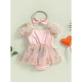 thumbnail image 4 of xiaxaixu Ensemble d'Été 2 Pcs pour Bébé Fille, Robe en Tulle à Manches Courtes Bouffantes avec Bandeau, 4 of 9