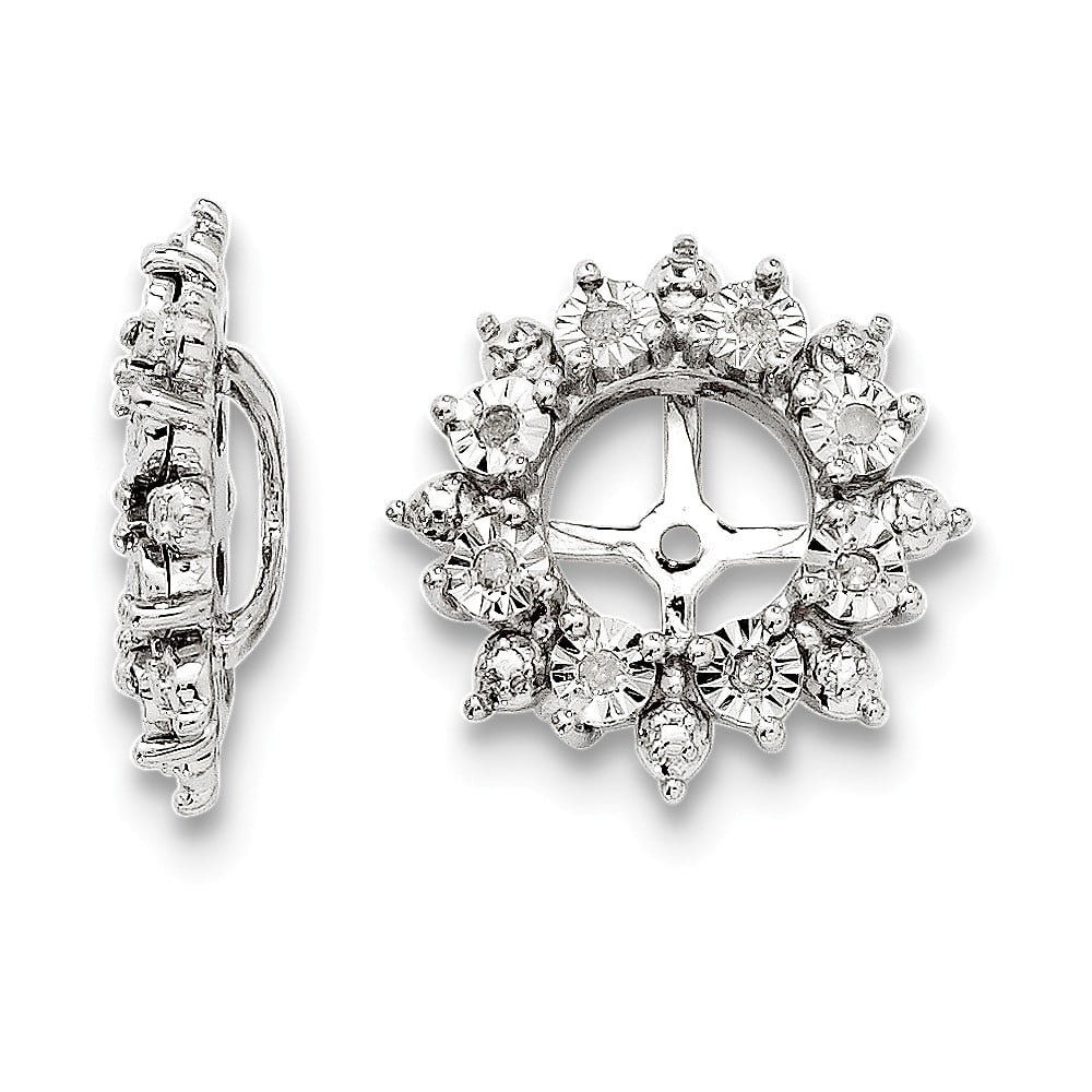 Sterling Silver Rhodium Diam. Earring Jacket 1.87grams (L 14mm W 14mm