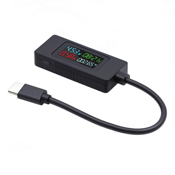 Xiwai Type-C Voltage Current Power Capacity, Working Time Ammeter Voltmeter USB Cable Charger Detector USB-C Tester 4-30V 0-6.5A Digital Multimeter